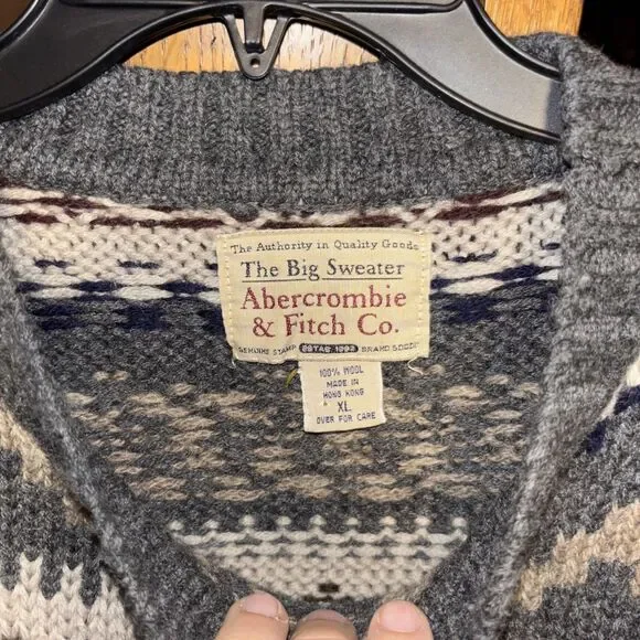 VINTAGE Abercrombie & Fitch The Big Sweater MENS XL Pullover Cotton Knit Y2K - Picture 4 of 6